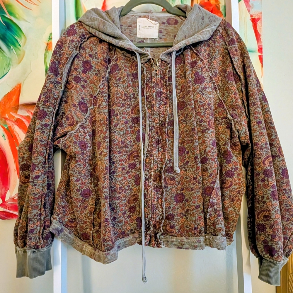 Lucky Brand Paisley Bomber Jacket with Hood